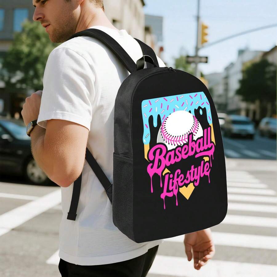 Laptop Bag Waterproof - Baseball Drip Design Backpack For Men