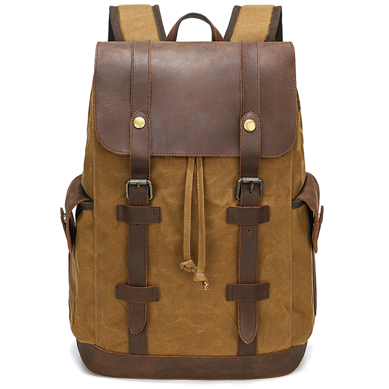 Laptop Bag Waterproof - Men's Backpack Vintage Waxed Canvas Backpacks