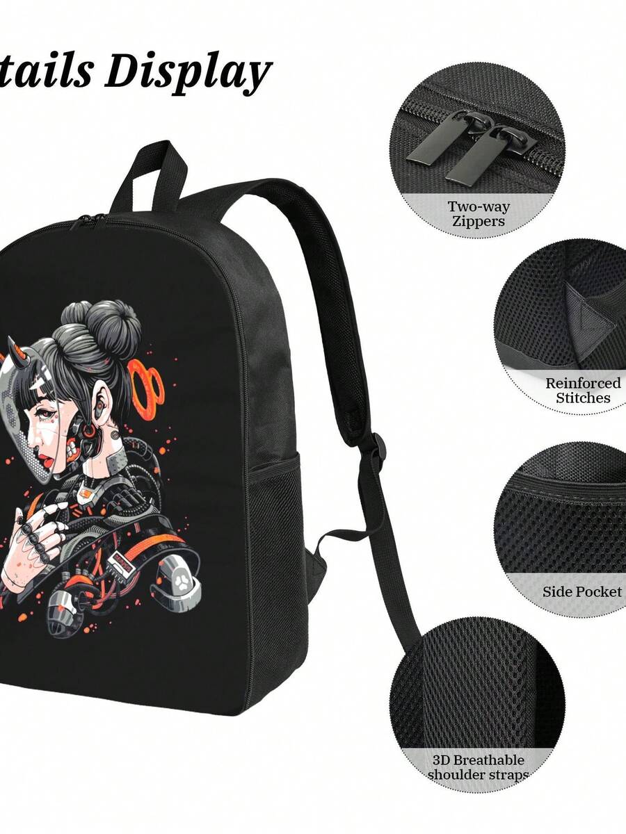 Laptop Bag Waterproof - Cyberpunk Cyborg Girl Waterproof Backpack Large