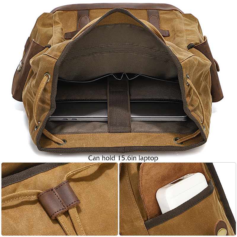 Men's Backpack Vintage Waxed C - Laptop Bag Waterproof avis et prix