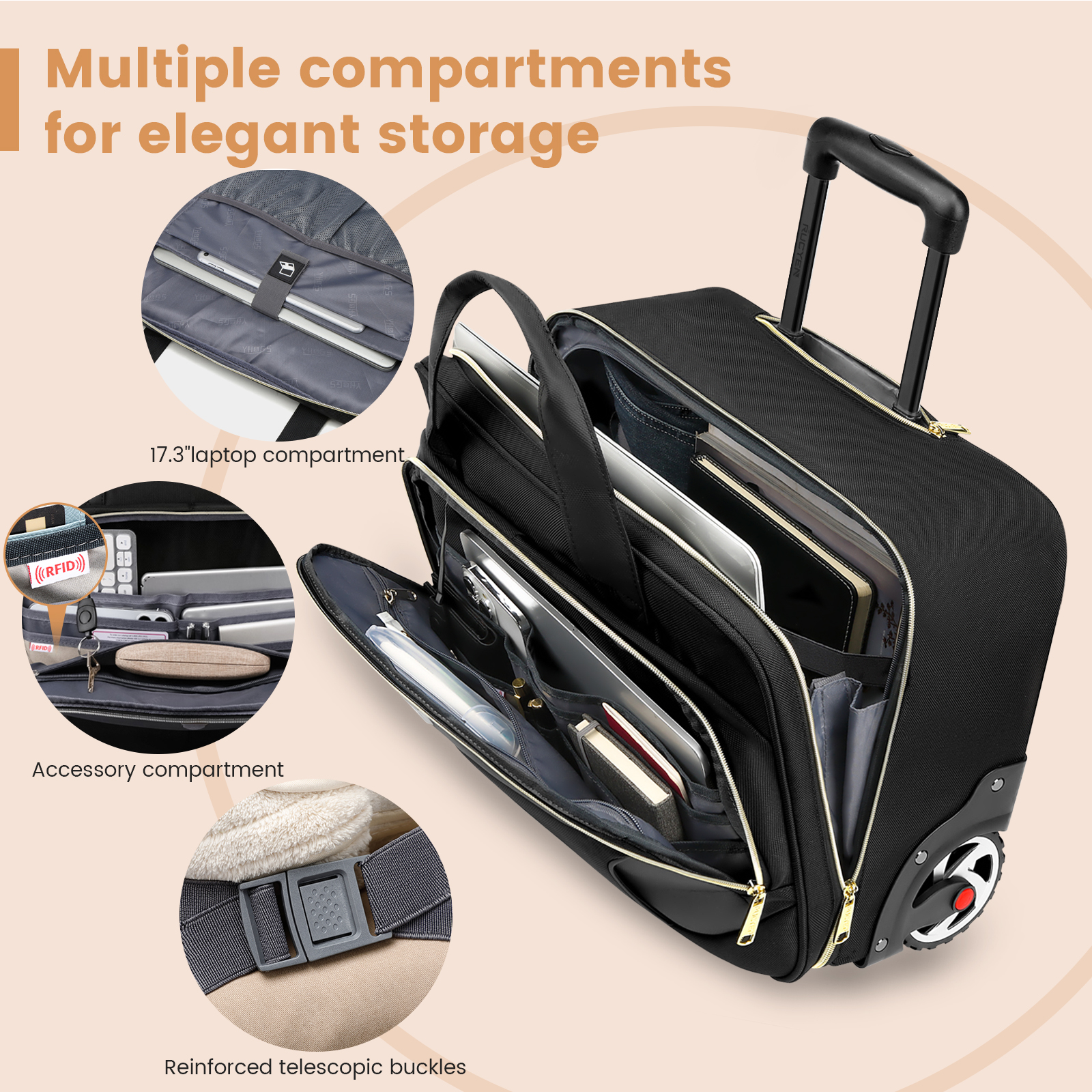 18 Inch Rolling Briefcase Larg - Laptop Accessories Travel Case avis et prix