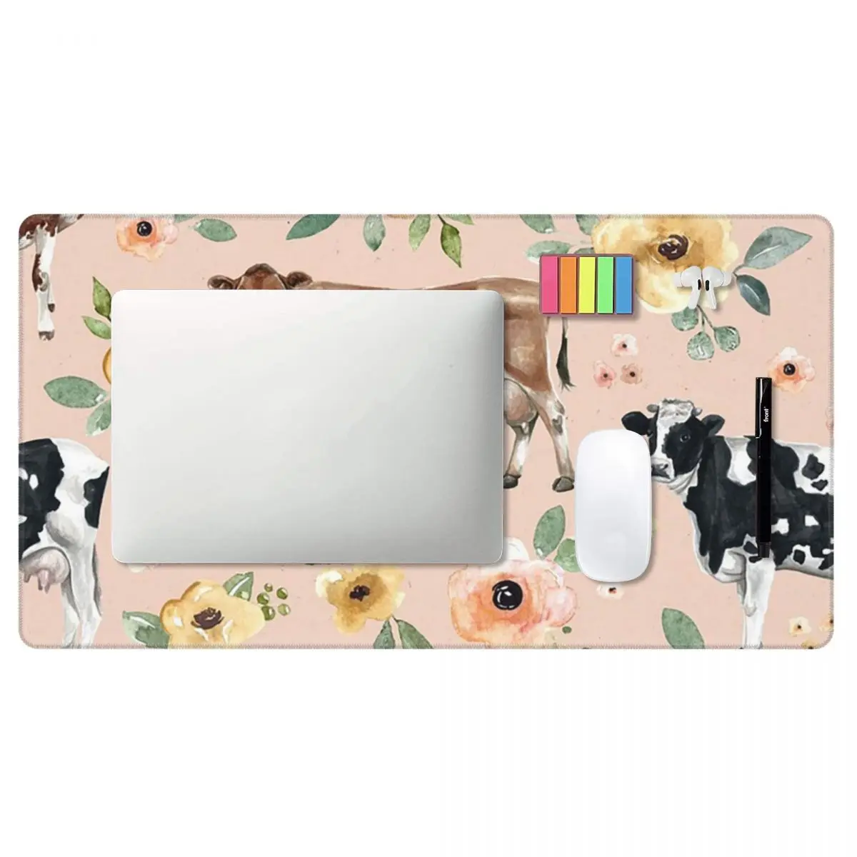 Large Mouse Pad Cow Floral On  - Yellow Laptop Accessories avis et prix