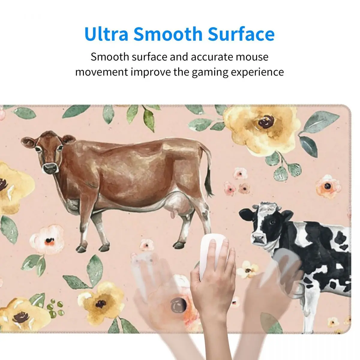 Large Mouse Pad Cow Floral On  - Yellow Laptop Accessories avis et prix