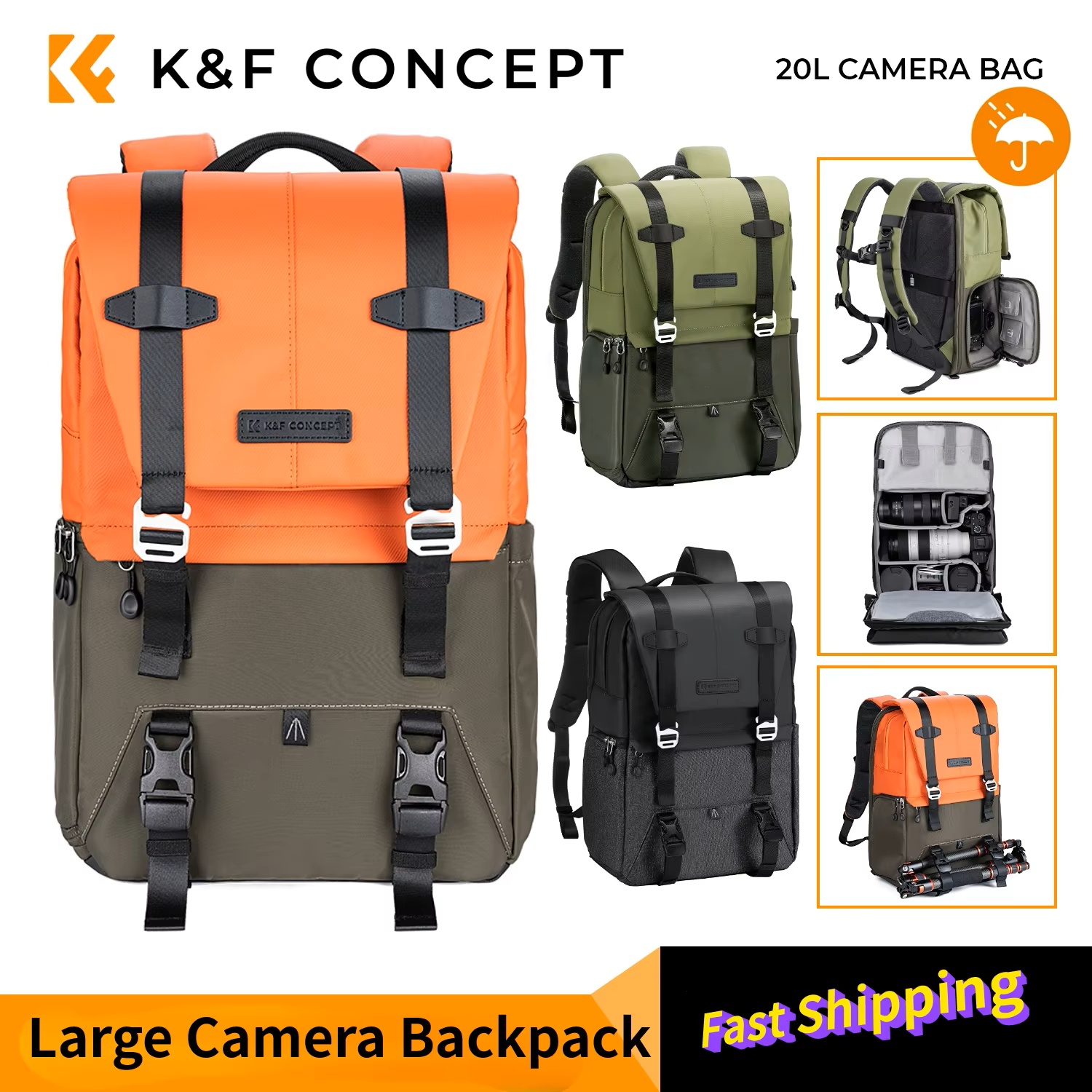 K&F CONCEPT Camera Backpack Tr - Laptop Bag Waterproof avis et prix