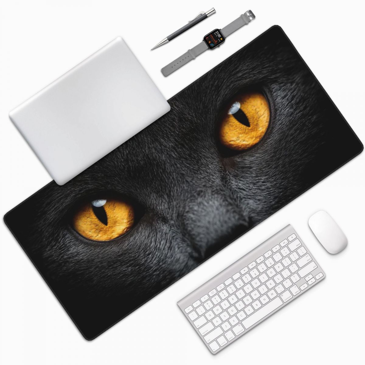 Black Cat Face And Yellow Eyes - Yellow Laptop Accessories avis et prix