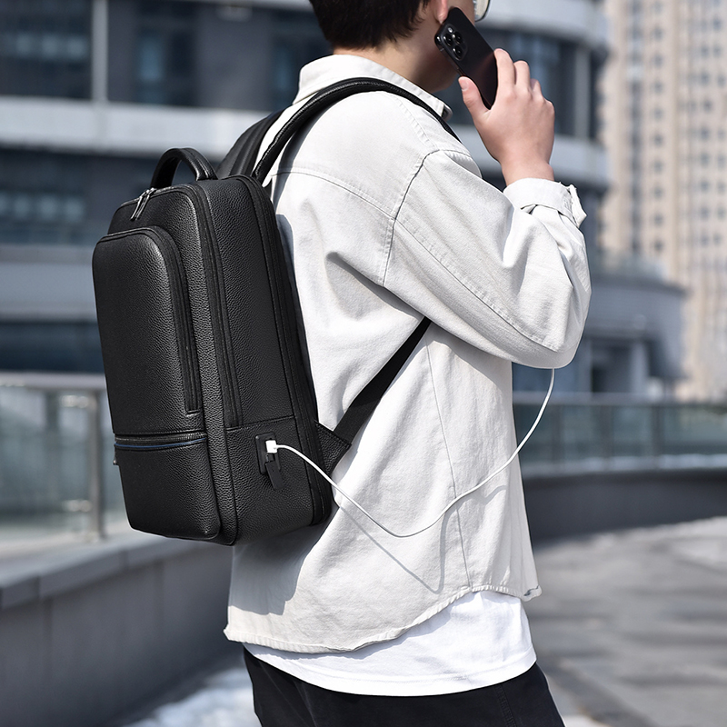 PU Leather Men's Backpack USB  - Laptop Accessories Box avis et prix