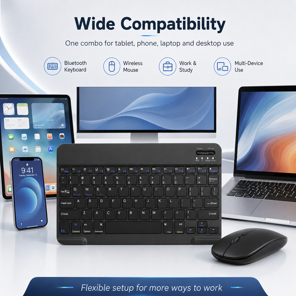 Bluetooth Wireless Keyboard Fo - Mini Wireless Mouse avis et prix